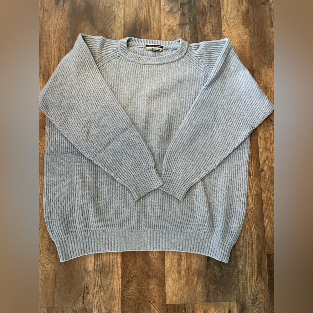 Umberto Vallati Vtg Baby Blue Cashmere Knit Men’s Sweater x-Lg Made in Italy